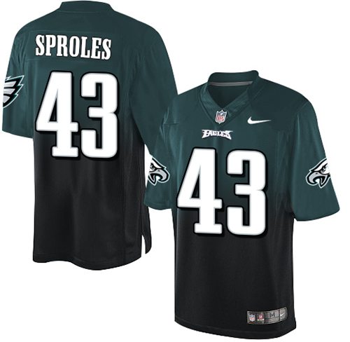 Nike Eagles #43 Darren Sproles Midnight Green/Black Men's Stitched NFL Elite Fadeaway Fashion Jersey - Click Image to Close